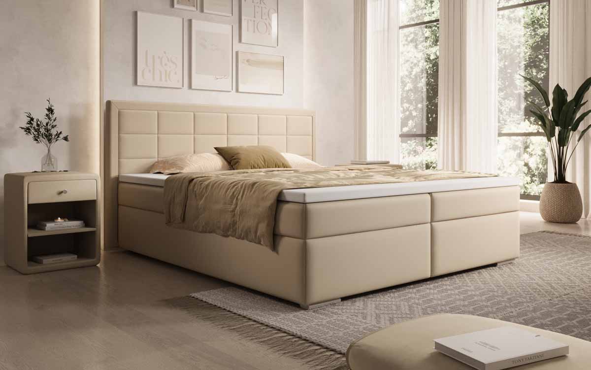 Luxuriöses Athina Boxspringbett: Modernes Kunstleder Design, Höchster Schlafkomfort