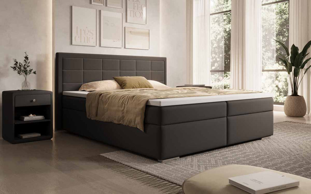Luxuriöses Athina Boxspringbett: Modernes Kunstleder Design, Höchster Schlafkomfort