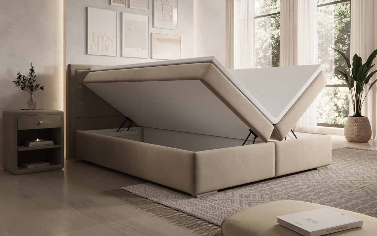 Luxuriöses Athina Samt Boxspringbett mit Stauraum: Komfortables Schlafparadies Zuhause
