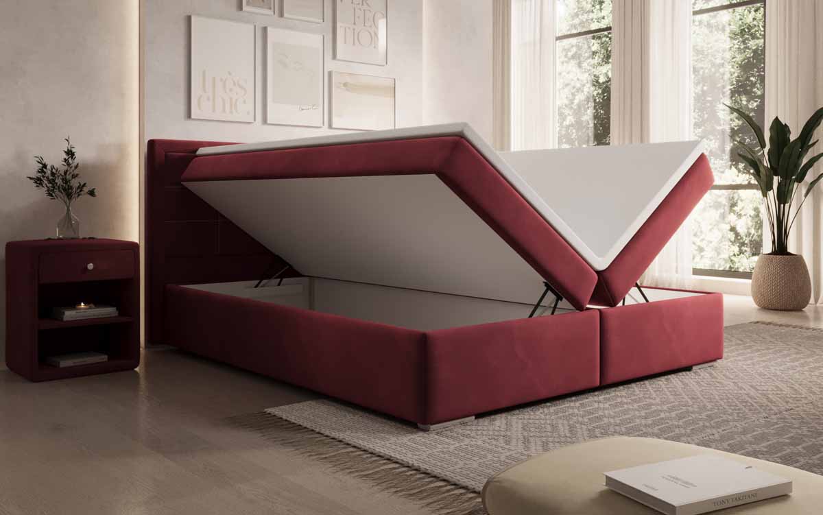Luxuriöses Athina Samt Boxspringbett mit Stauraum: Komfortables Schlafparadies Zuhause