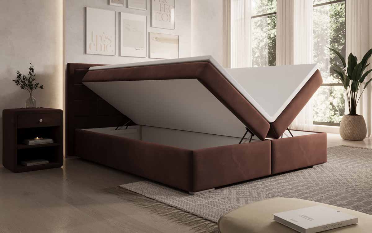 Luxuriöses Athina Samt Boxspringbett mit Stauraum: Komfortables Schlafparadies Zuhause