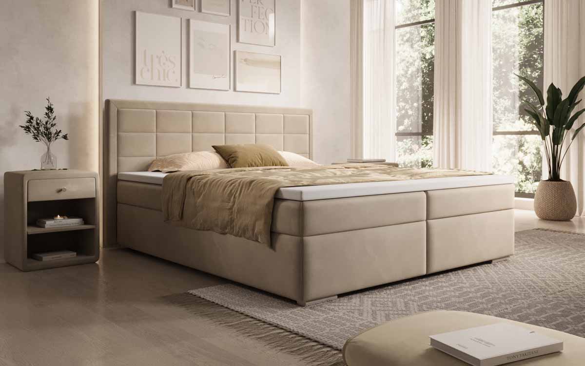 Luxuriöses Athina Samt Boxspringbett mit Stauraum: Komfortables Schlafparadies Zuhause