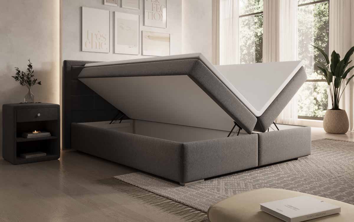 Luxuriöses Boxspringbett Athina Stoff: Komfortabel, Elegant mit Praktischem Stauraum