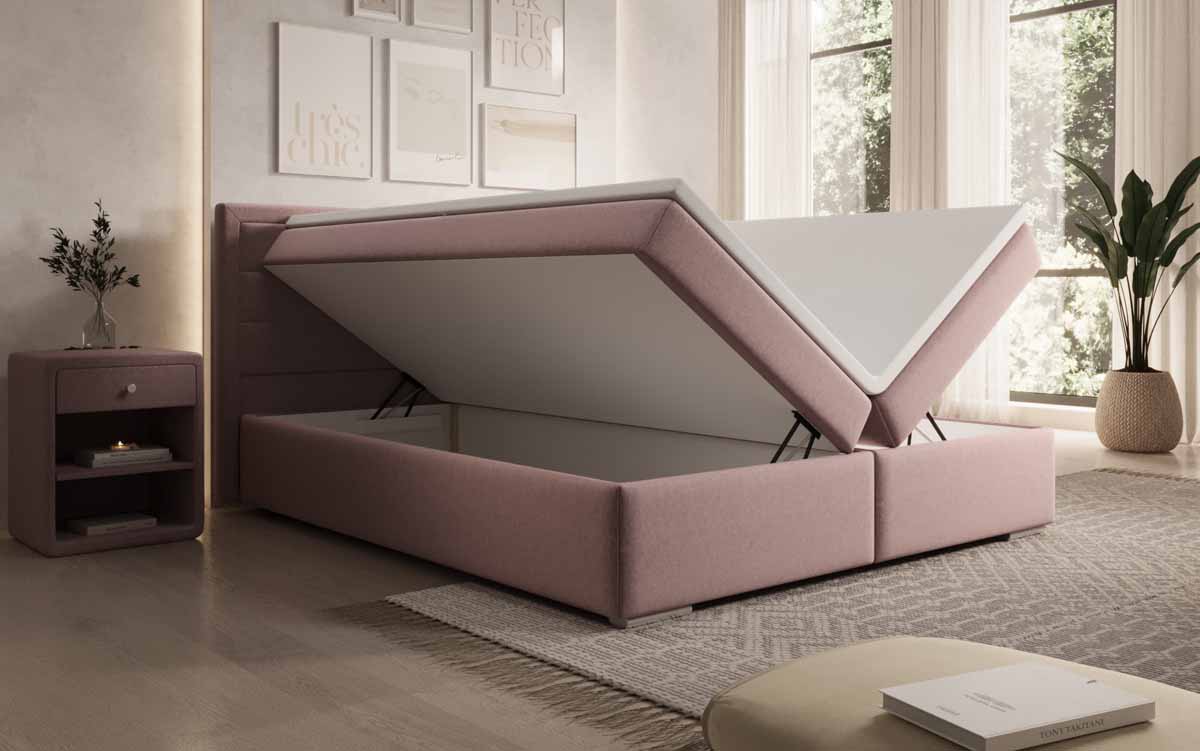 Luxuriöses Boxspringbett Athina Stoff: Komfortabel, Elegant mit Praktischem Stauraum