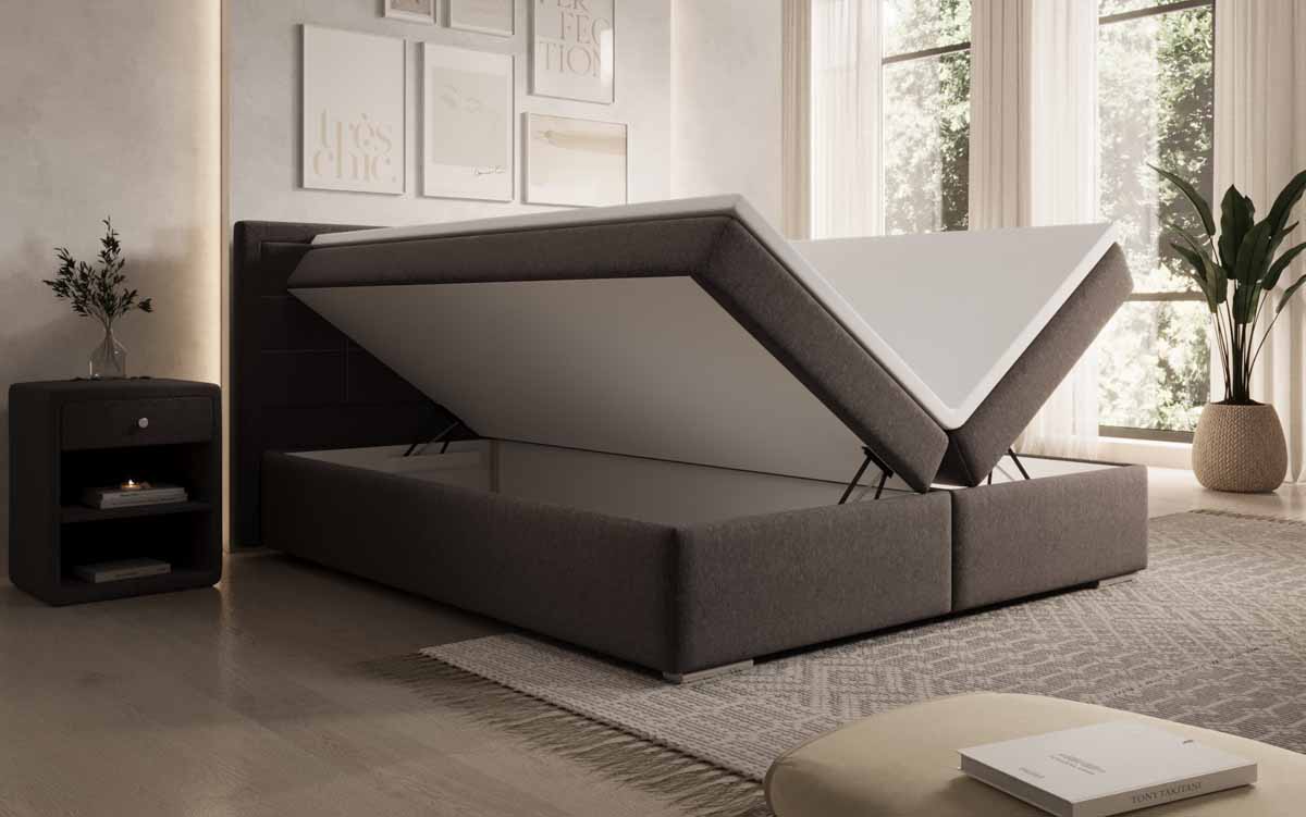 Luxuriöses Boxspringbett Athina Stoff: Komfortabel, Elegant mit Praktischem Stauraum