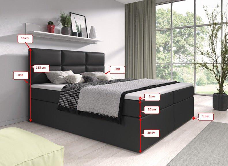 Luxuriöses Boxspringbett Carre mit USB-Anschluss: Höchster Komfort, Stil & Praktische Ladefunktion
