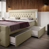 Luxuriöses Boxspringbett Charme mit LED, USB, Stauraum, Komfort Matratze