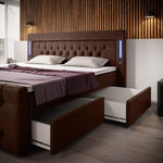 Lade das Bild in den Galerie-Viewer, Luxuriöses Boxspringbett Charme mit LED, USB, Stauraum, Komfort Matratze
