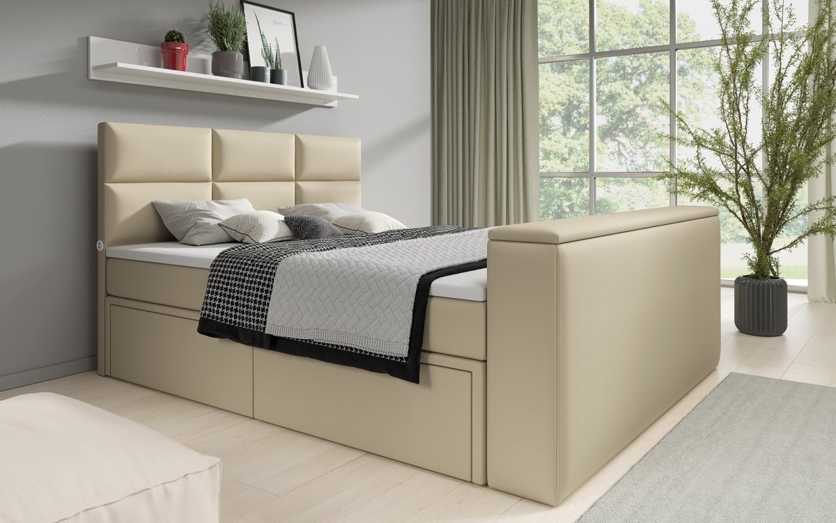 Luxus Citaro Boxspringbett mit Integriertem TV-Lift, USB-Anschluss und Stauraum