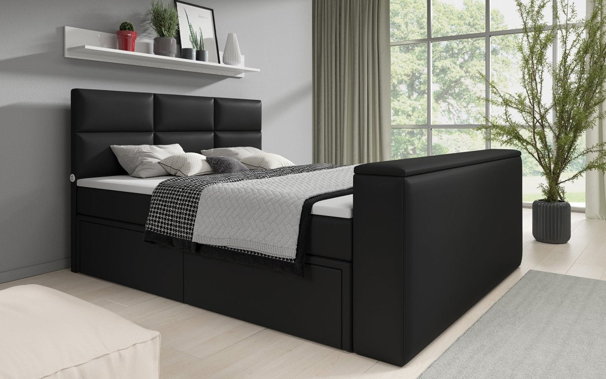 Luxuriöses Boxspringbett Citaro mit Integriertem TV-Lift, USB-Anschlüssen und Praktischem Stauraum