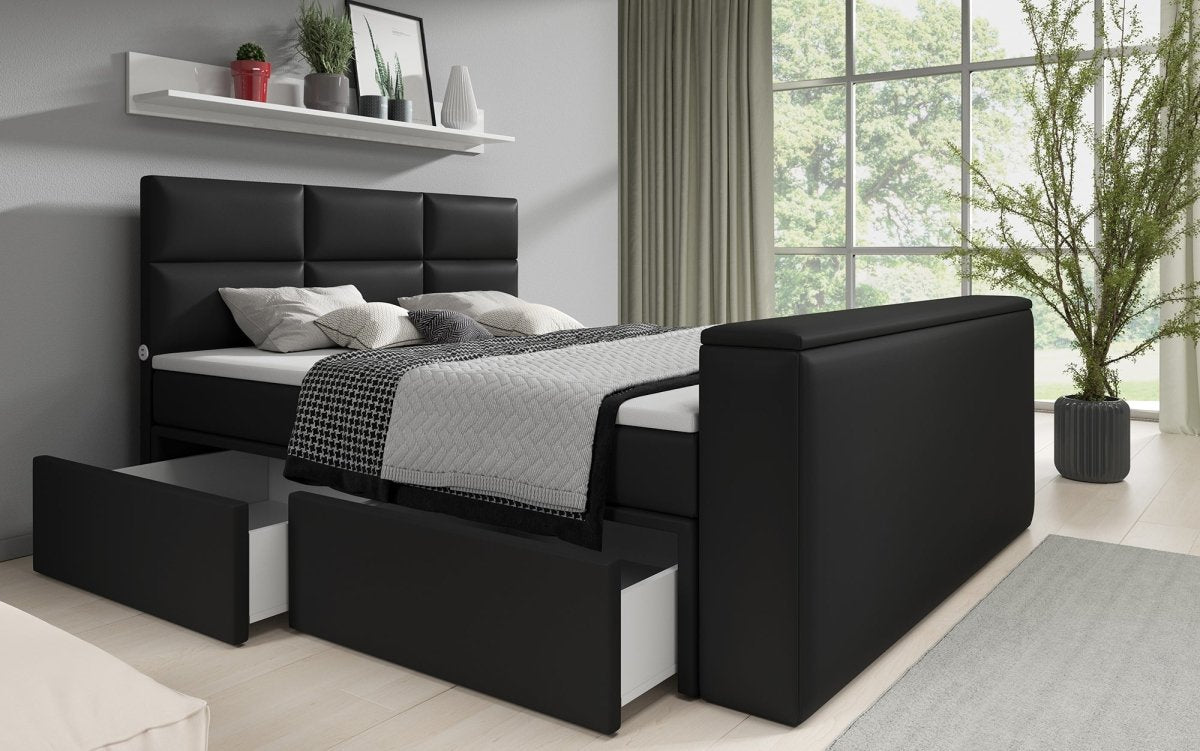 Luxus Citaro Boxspringbett mit Integriertem TV-Lift, USB-Anschluss und Stauraum