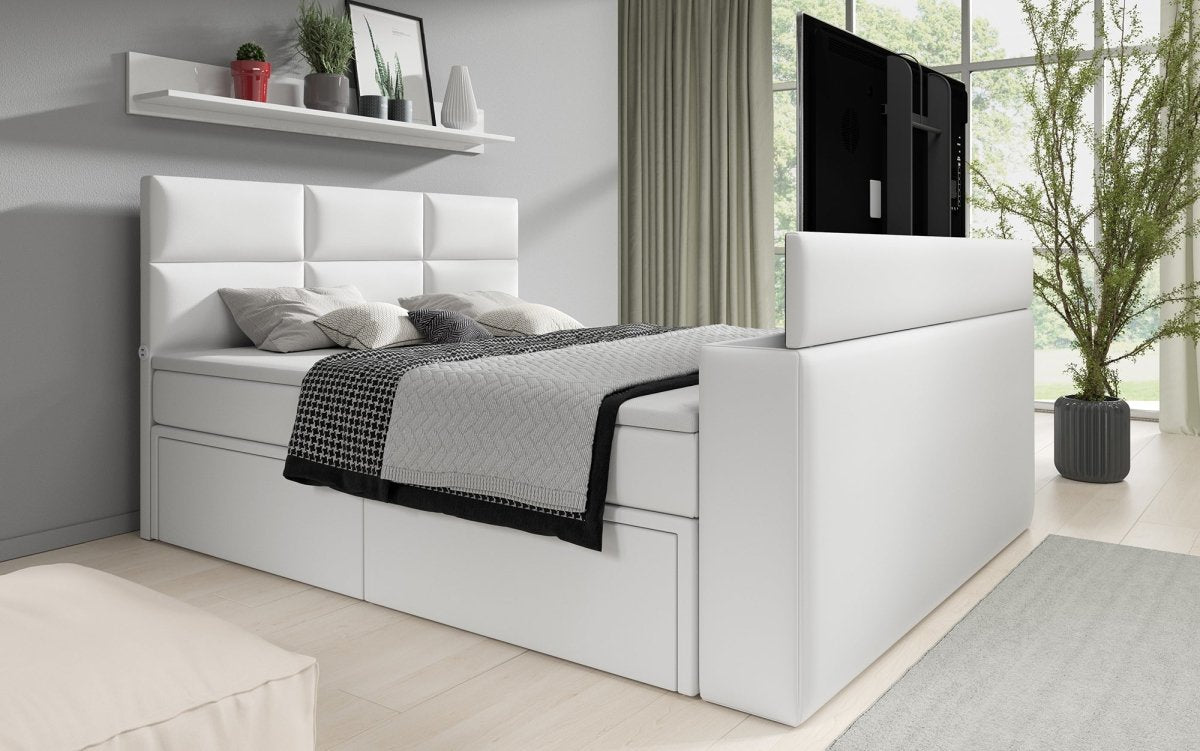 Luxus Citaro Boxspringbett mit Integriertem TV-Lift, USB-Anschluss und Stauraum