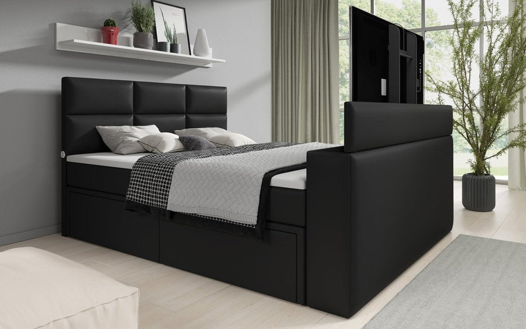 Luxus Citaro Boxspringbett mit Integriertem TV-Lift, USB-Anschluss und Stauraum
