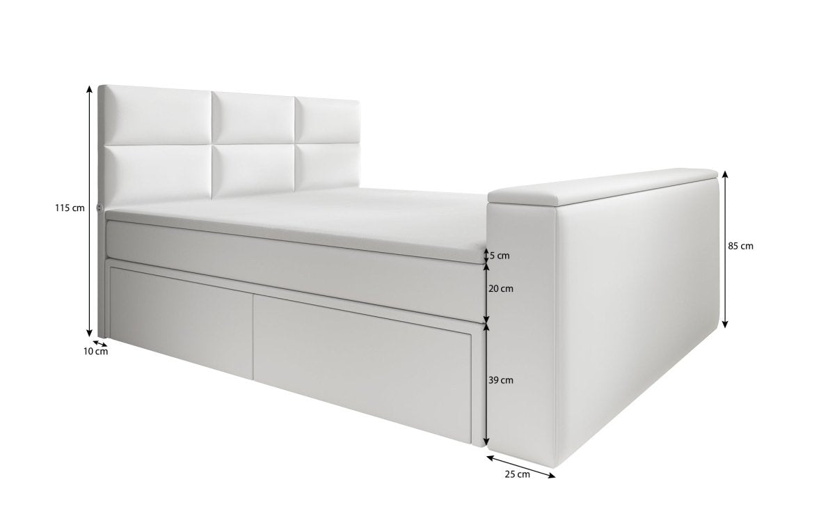 Luxus Citaro Boxspringbett mit Integriertem TV-Lift, USB-Anschluss und Stauraum