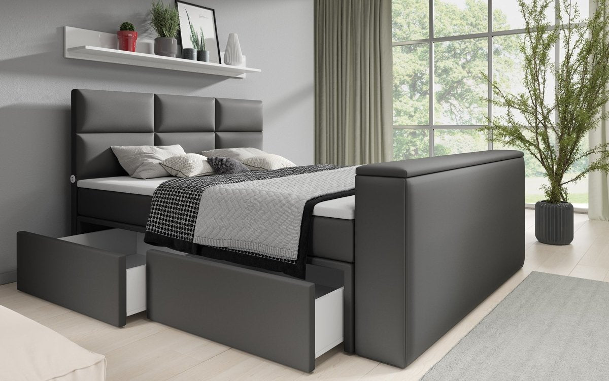 Luxus Citaro Boxspringbett mit Integriertem TV-Lift, USB-Anschluss und Stauraum