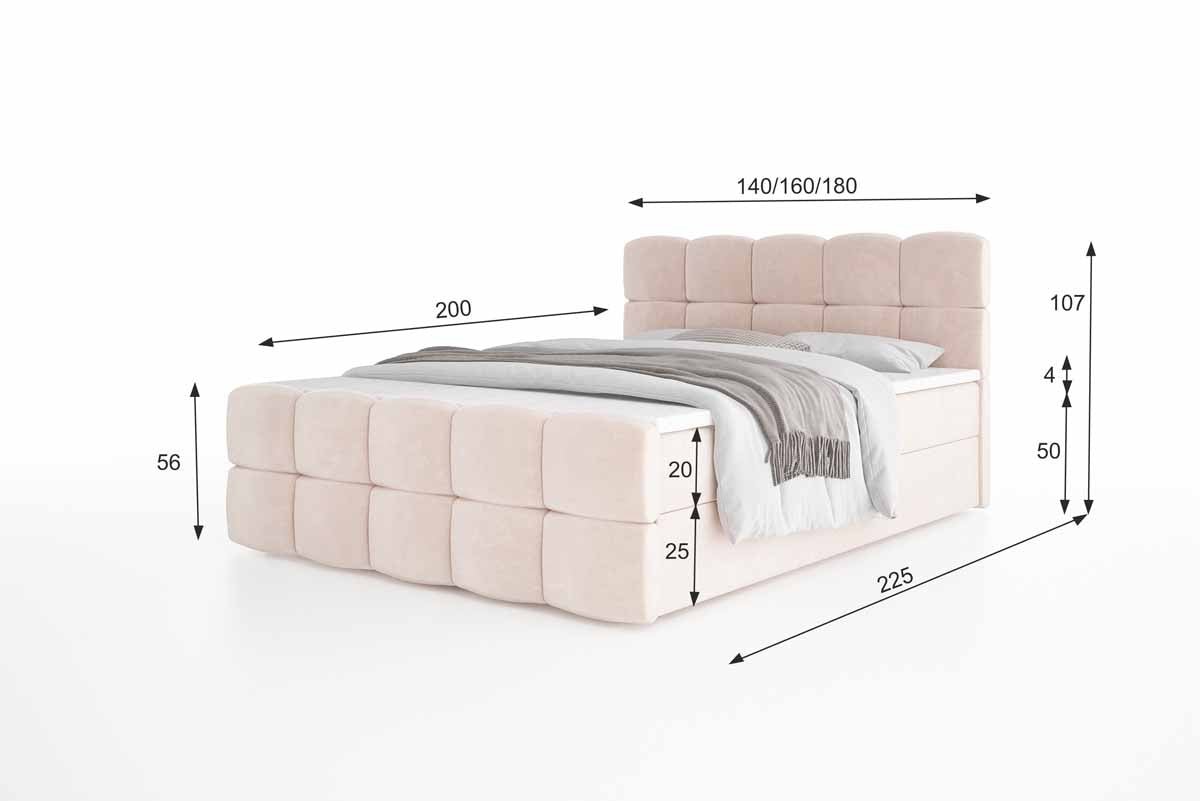 Luxuriöses Bouclé Boxspringbett Cozy: Eleganter Komfort mit Praktischem Stauraum
