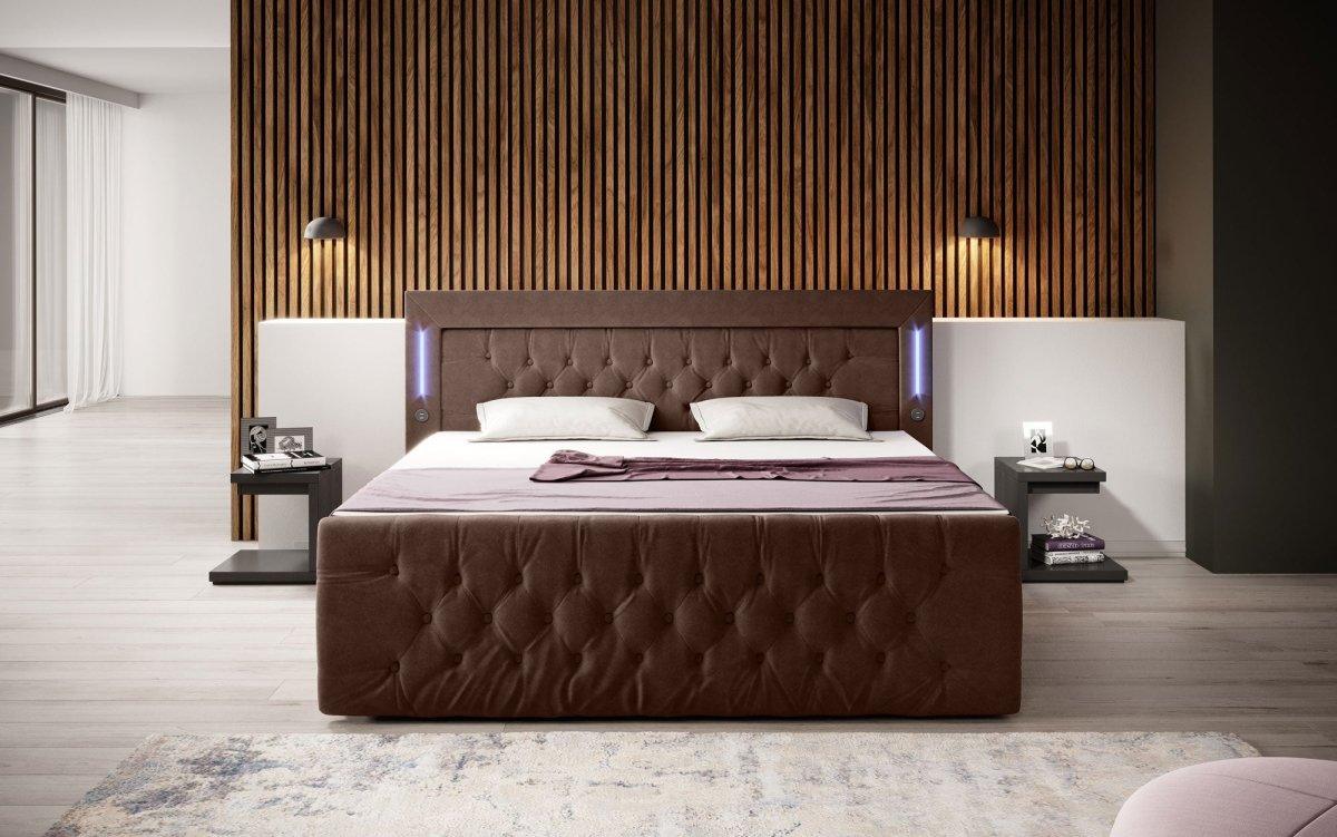 Luxuriöses Boxspringbett Diva: Modern, Komfortabel mit USB, LED und Stauraum