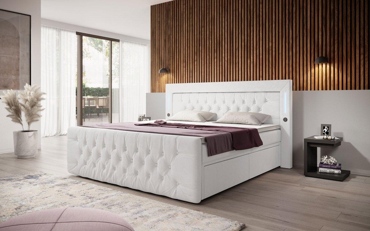 Luxuriöses Boxspringbett Diva: Modern, Komfortabel mit USB, LED und Stauraum