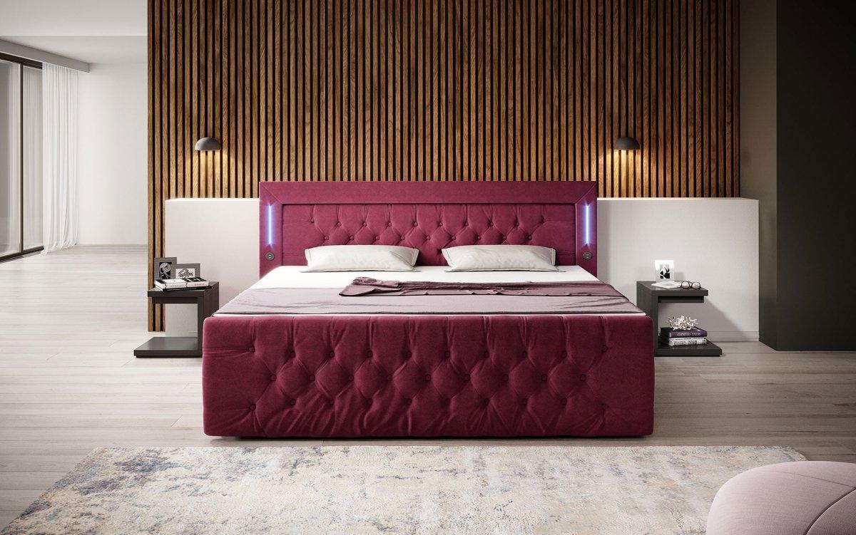 Luxuriöses Boxspringbett Diva: Modern, Komfortabel mit USB, LED und Stauraum