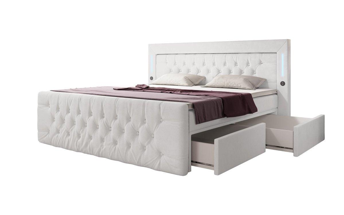 Luxuriöses Boxspringbett Diva: Modern, Komfortabel mit USB, LED und Stauraum