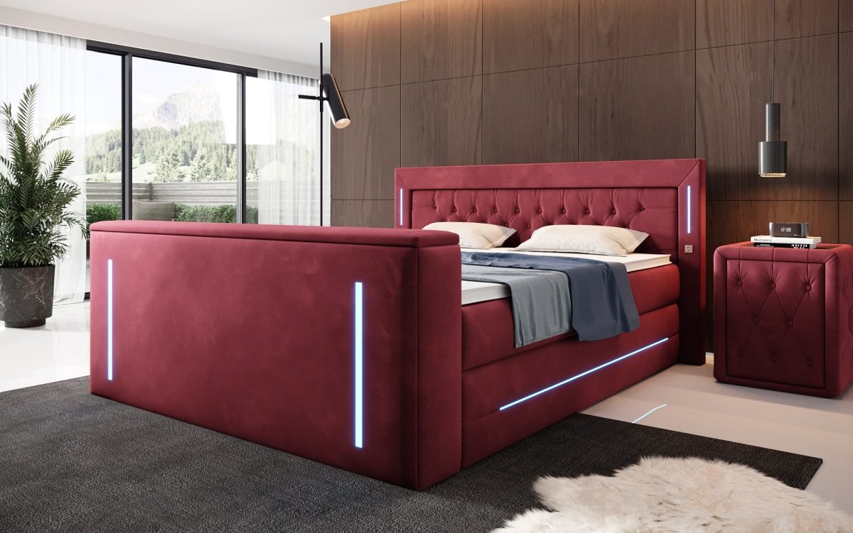 Divalo Luxus Boxspringbett mit integriertem TV-Lift und cleverem Stauraum