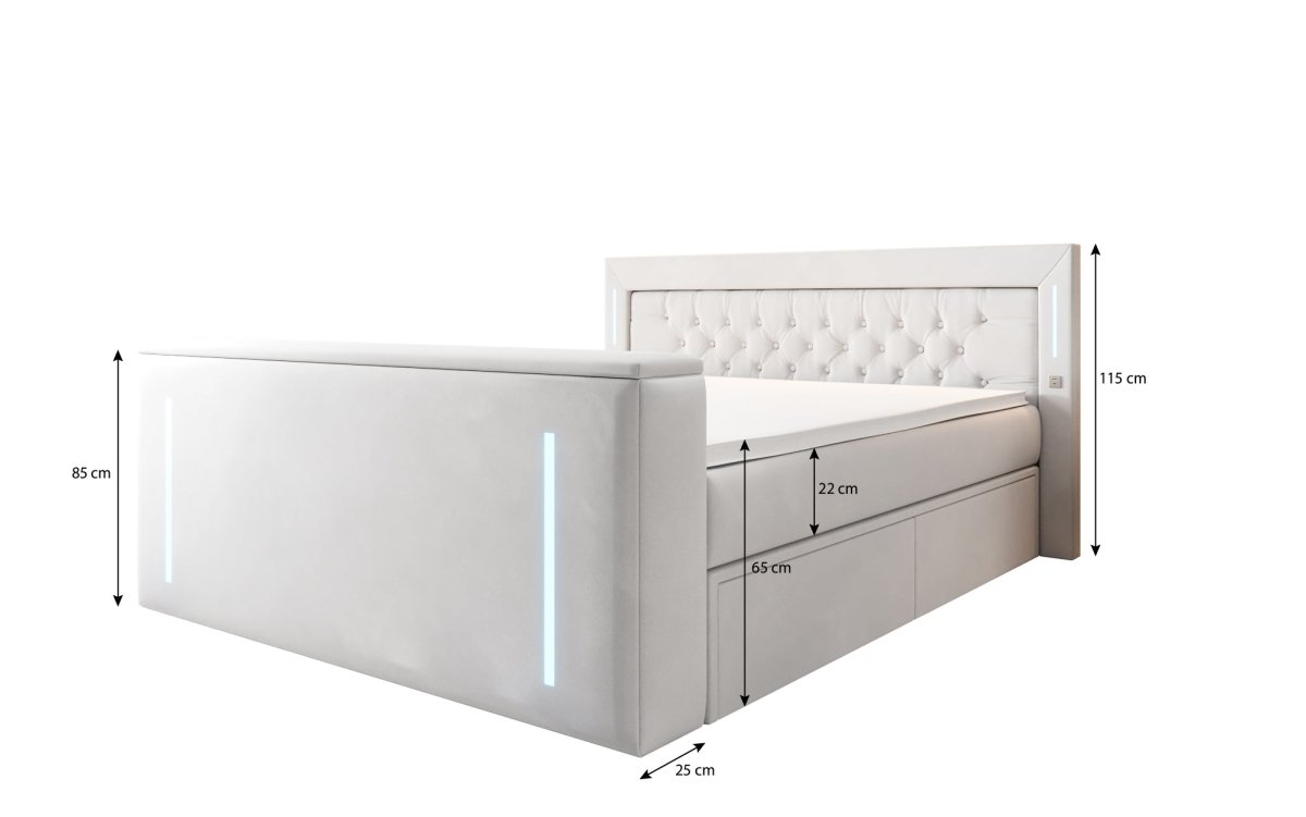 Divaneo Luxus Boxspringbett: Integrierter TV-Lift, Stauraum, Optimaler Schlafkomfort