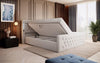 Elegantes Boxspringbett mit LED-Beleuchtung, USB-Anschluss und praktischem Stauraum