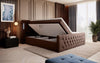 Elegantes Boxspringbett mit LED-Beleuchtung, USB-Anschluss und praktischem Stauraum