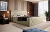 Elegantes Boxspringbett mit LED-Beleuchtung, USB-Anschluss und praktischem Stauraum