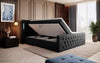 Elegantes Boxspringbett mit LED-Beleuchtung, USB-Anschluss und praktischem Stauraum