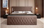 Lade das Bild in den Galerie-Viewer, Elegantes Boxspringbett mit LED-Beleuchtung, USB-Anschluss und praktischem Stauraum
