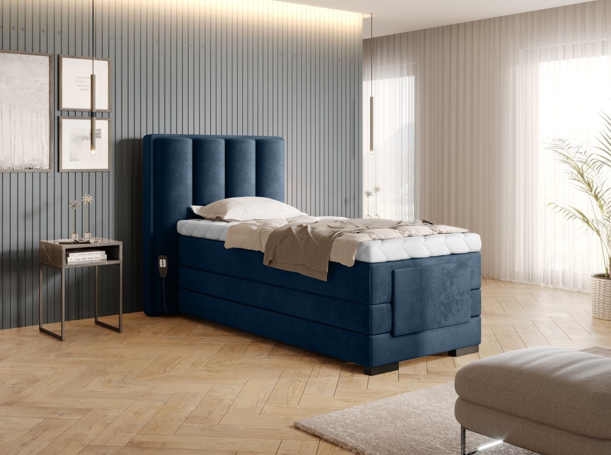 Liano Luxus Boxspringbett elektrisch verstellbar, Samt, 90x200 cm, Optimaler Schlafkomfort