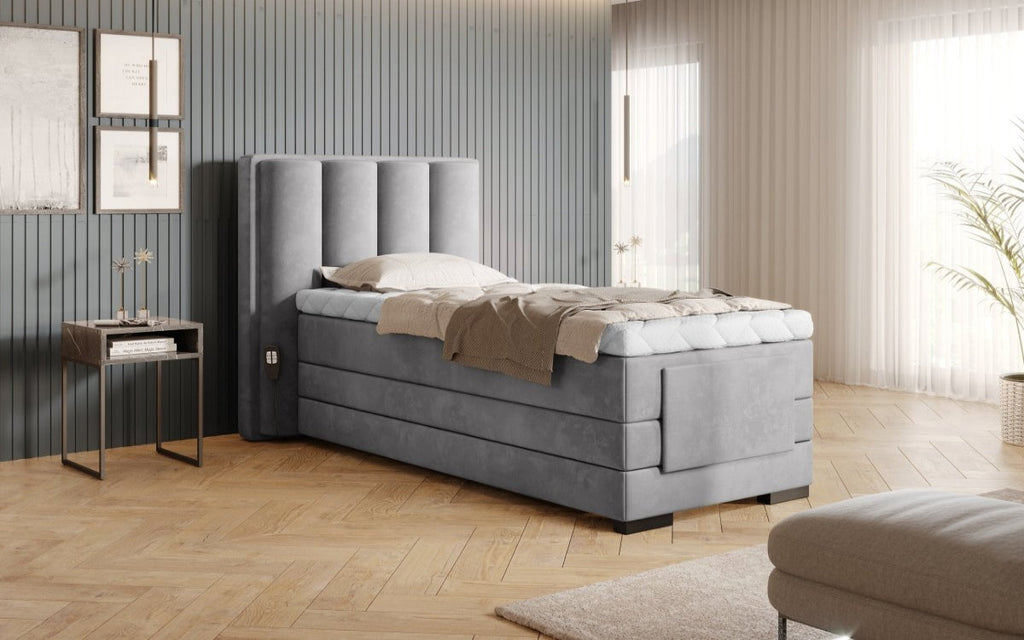 Liano Luxus Boxspringbett elektrisch verstellbar, Samt, 90x200 cm, Optimaler Schlafkomfort