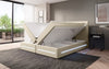 Luxuriöses Boxspringbett Evelyn mit Stauraum, LED-Beleuchtung & Kunstlederbezug für erholsamen Schlaf