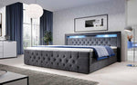 Lade das Bild in den Galerie-Viewer, Luxuriöses Boxspringbett Gloria mit LED-Beleuchtung und Praktischem Stauraum – Samtbezug, Hoher Komfort
