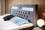 Lade das Bild in den Galerie-Viewer, Luxuriöses Boxspringbett Gloria mit LED-Beleuchtung und Praktischem Stauraum – Samtbezug, Hoher Komfort
