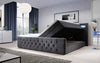 Luxuriöses Boxspringbett Gloria mit LED-Beleuchtung und Praktischem Stauraum – Samtbezug, Hoher Komfort