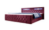 Luxuriöses Boxspringbett Gloria mit LED-Beleuchtung und Praktischem Stauraum – Samtbezug, Hoher Komfort