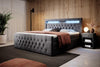 Luxuriöses Boxspringbett Gloria mit LED-Beleuchtung und Praktischem Stauraum – Samtbezug, Hoher Komfort