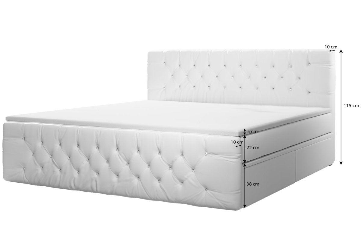 Boxspringbett Julietta mit Strass und Stauraum – Luxuriöses Komfortbett für erholsamen Schlaf