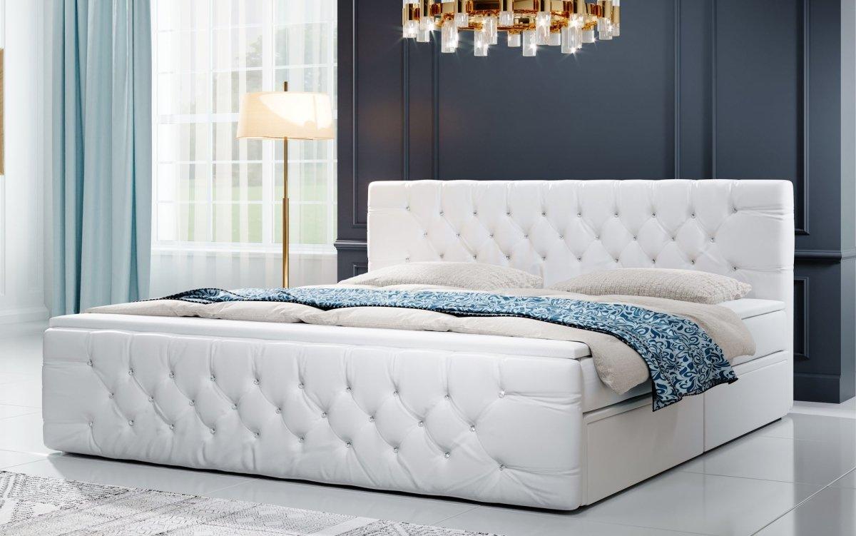 Boxspringbett Julietta mit Strass und Stauraum – Luxuriöses Komfortbett für erholsamen Schlaf
