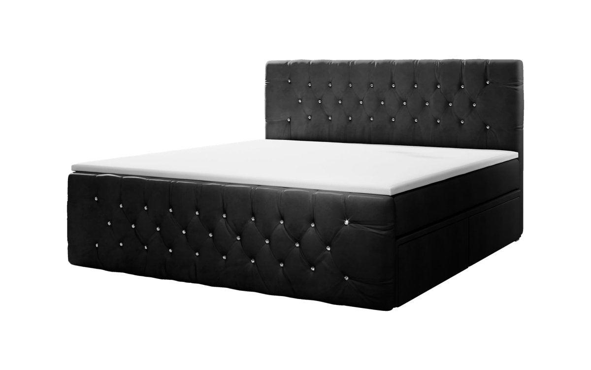 Boxspringbett Julietta mit Strass und Stauraum – Luxuriöses Komfortbett für erholsamen Schlaf