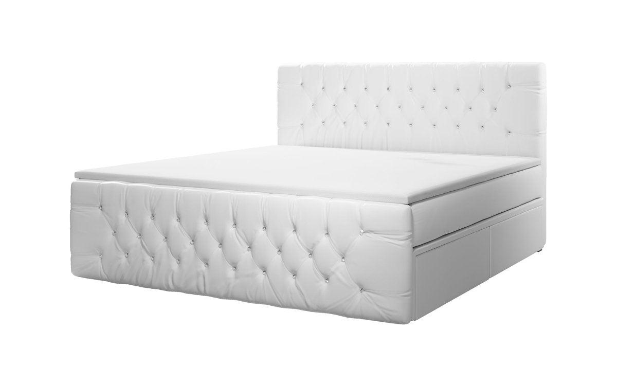 Boxspringbett Julietta mit Strass und Stauraum – Luxuriöses Komfortbett für erholsamen Schlaf