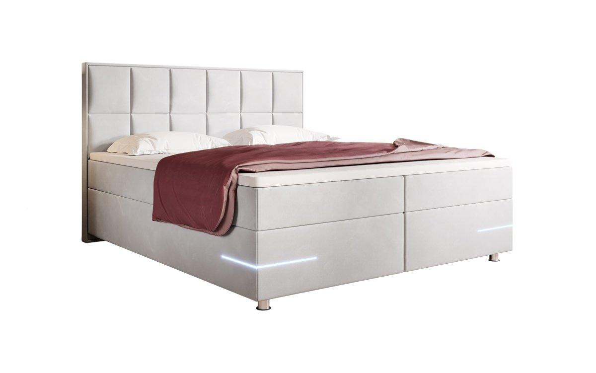 Luxuriöses Samt Boxspringbett Lea mit Integrierter LED-Beleuchtung für Optimalen Schlafkomfort