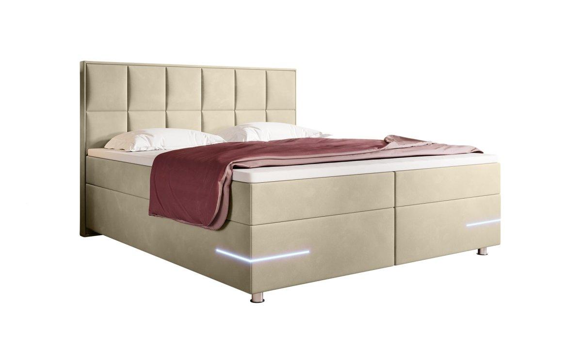 Lea Boxspringbett Samt mit LED-Beleuchtung – Luxuriöser Schlafkomfort