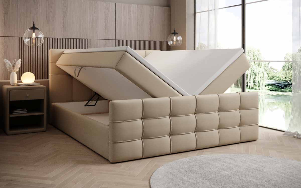 Luxuriöses Boxspringbett Luxor Kunstleder: Traumhafter Schlaf mit Cleverem Stauraum