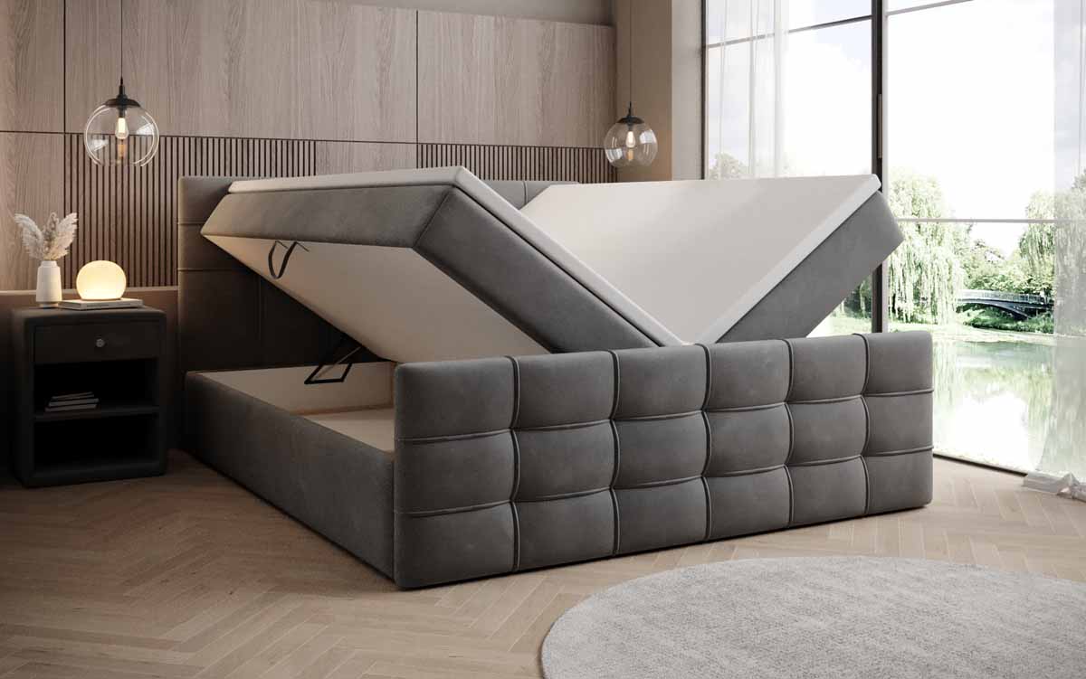 Luxor Samt Boxspringbett mit Stauraum: Elegantes Komfortbett für Erholsamen Schlaf