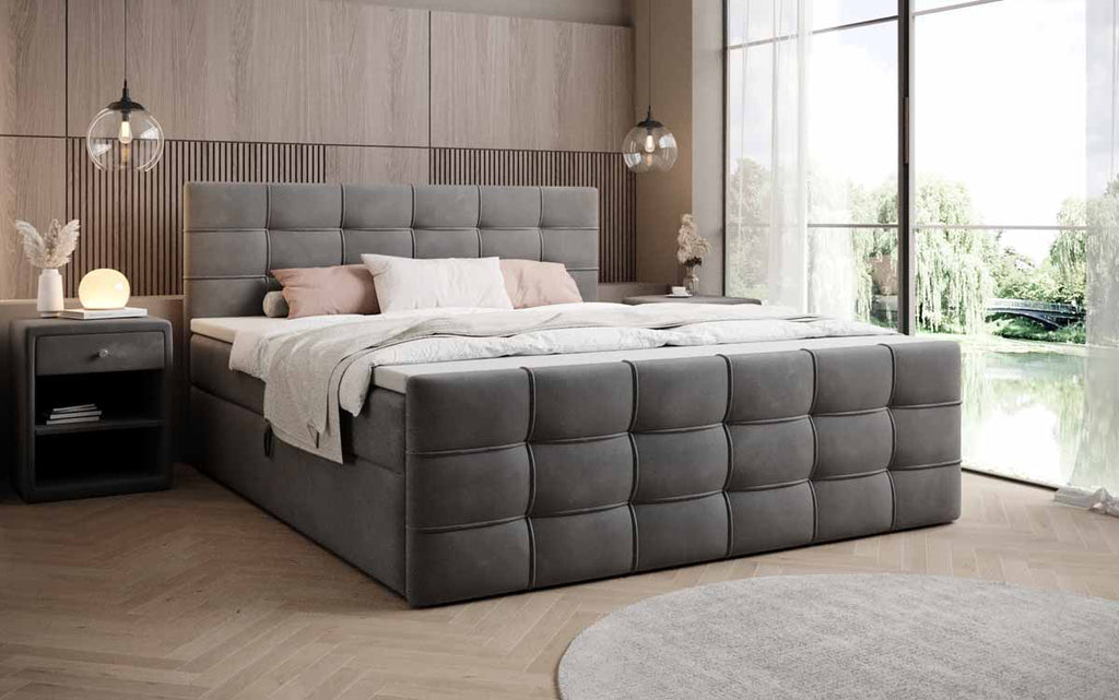 Luxor Samt Boxspringbett mit Stauraum: Elegantes Komfortbett für Erholsamen Schlaf