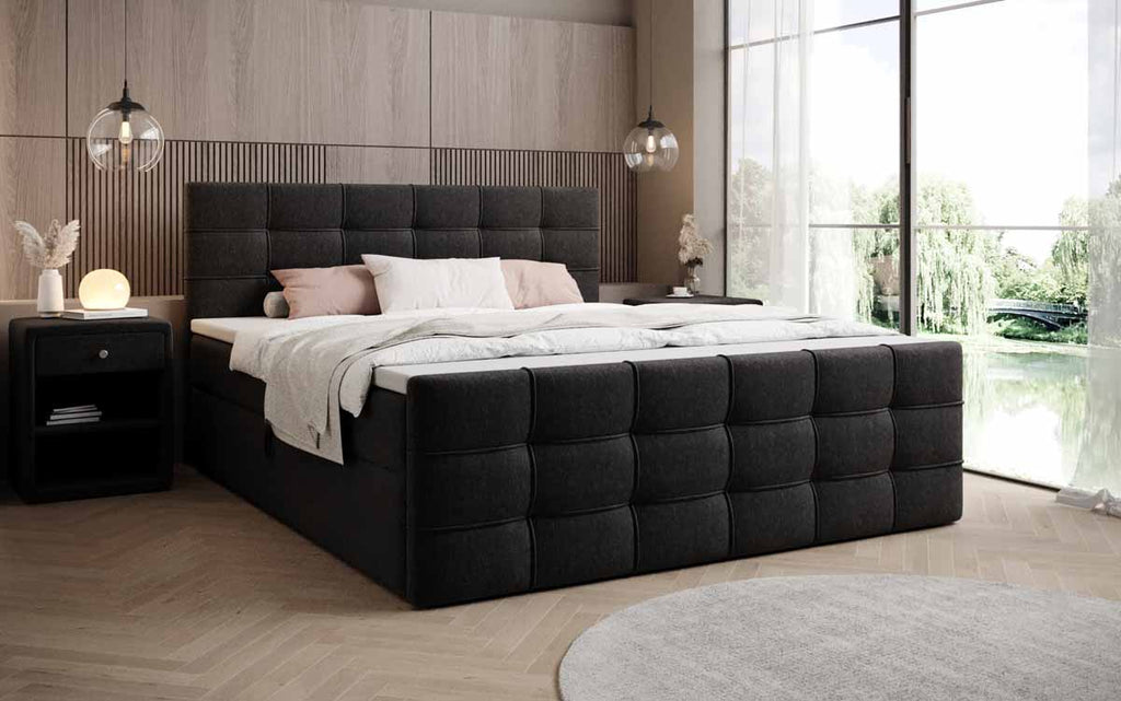 Luxor Boxspringbett mit Stauraumfunktion, Komfortmatratze, Stoffbezug, verschiedene Größen & Härtegrade