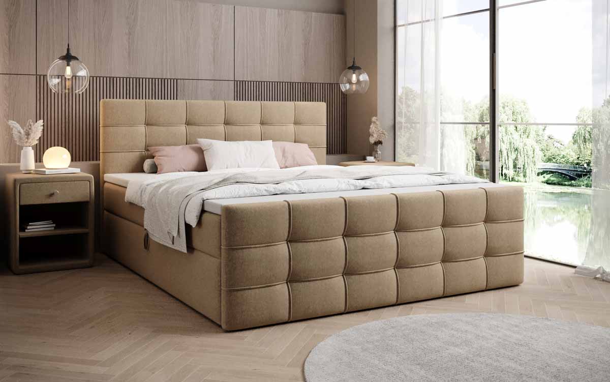 Luxuriöses Boxspringbett Luxor Stoff mit Stauraum – Komfortabler Schlaf, Elegantes Design
